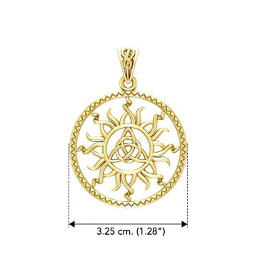 The Sun and Celtic Triquetra Solid Yellow Gold Pendant GPD5928 - Jewelry